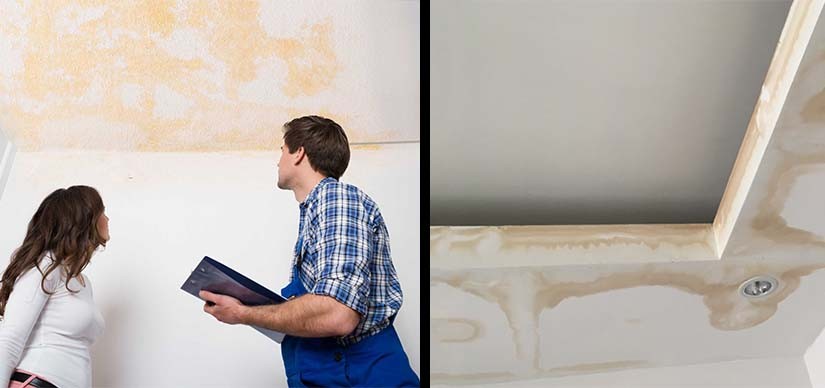 Flood Repair Tips - Flood-damaged home interior with visible water damage, including soaked walls and flooring.